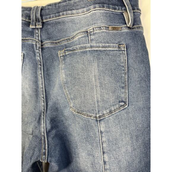 Kancan Flare High Rise Back Seam Jeans Plus Size 20 Medium Wash Raw Hem - Picture 9 of 13